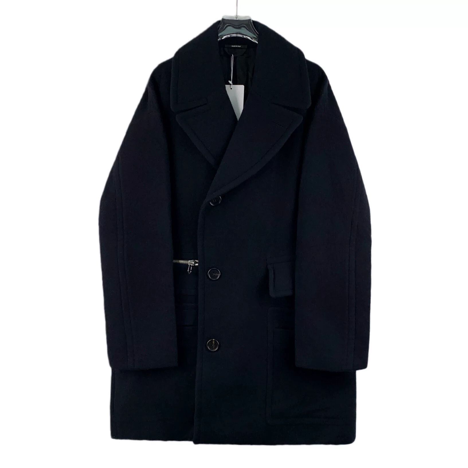 Hermes hermes black wool long coat with collar Size US L / EU 52-54 / 3 - 1 Thumbnail