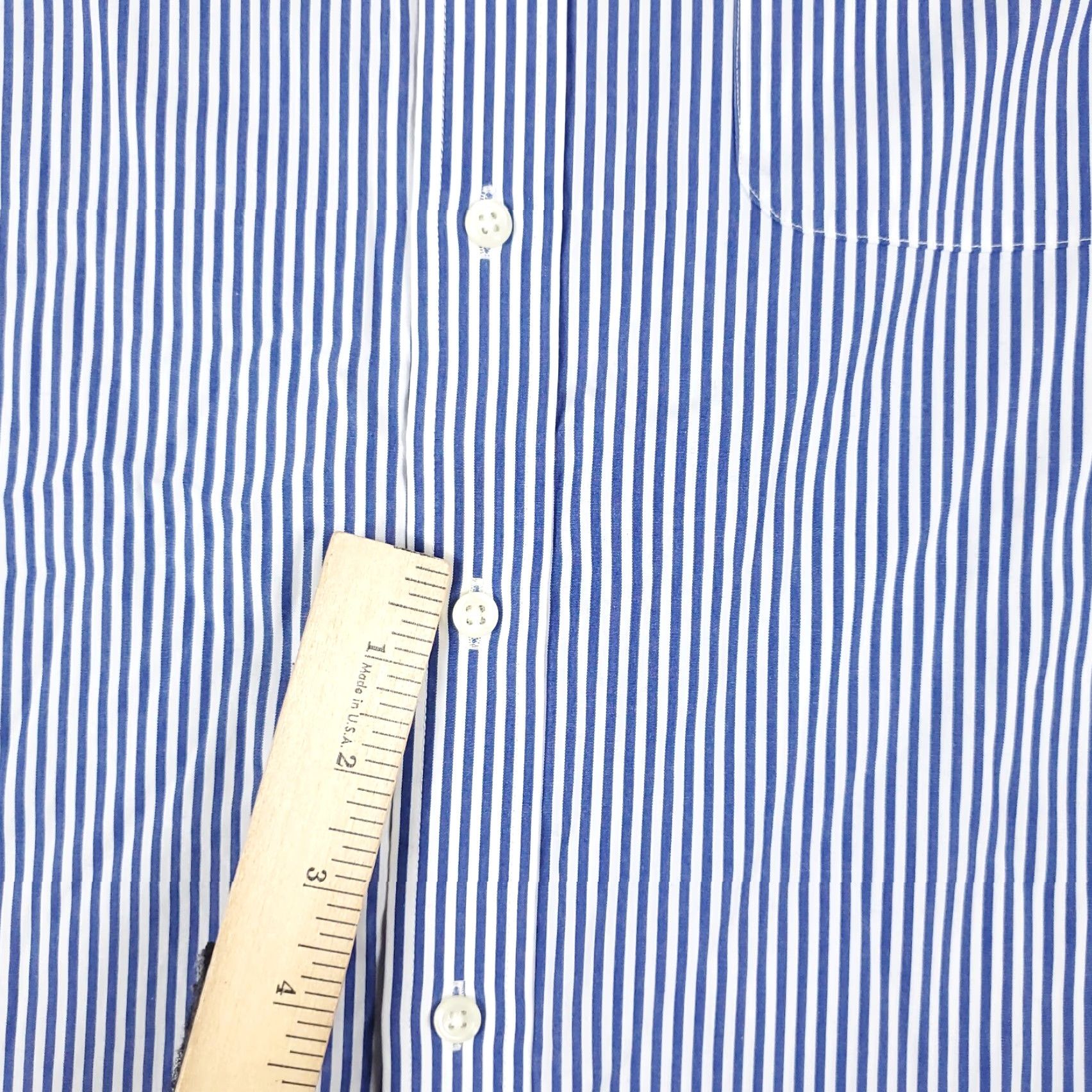 Ralph Lauren Ralph Lauren Dress Shirt Men 16 Blue Striped Button Up Long Sleeve Non-Iron Pockets 100% Cotton Modern Classic Mens Size 42R - 3 Thumbnail