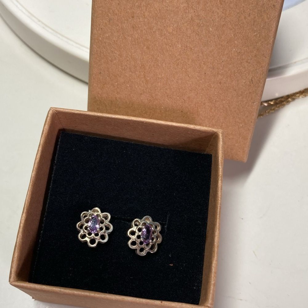Amethyst Earrings Set in 925 Sterling