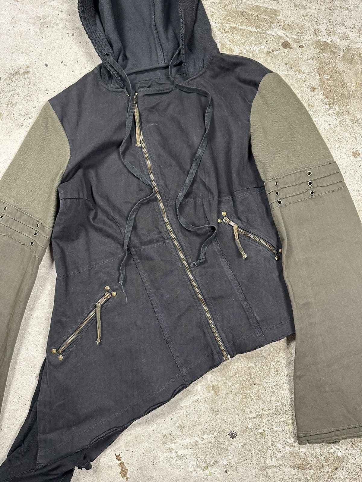 Japanese Brand × Vintage Vintage 90s Archive Asymmetrical Light Hooded Jacket Rare Size US S / EU 44-46 / 1 - 6 Thumbnail