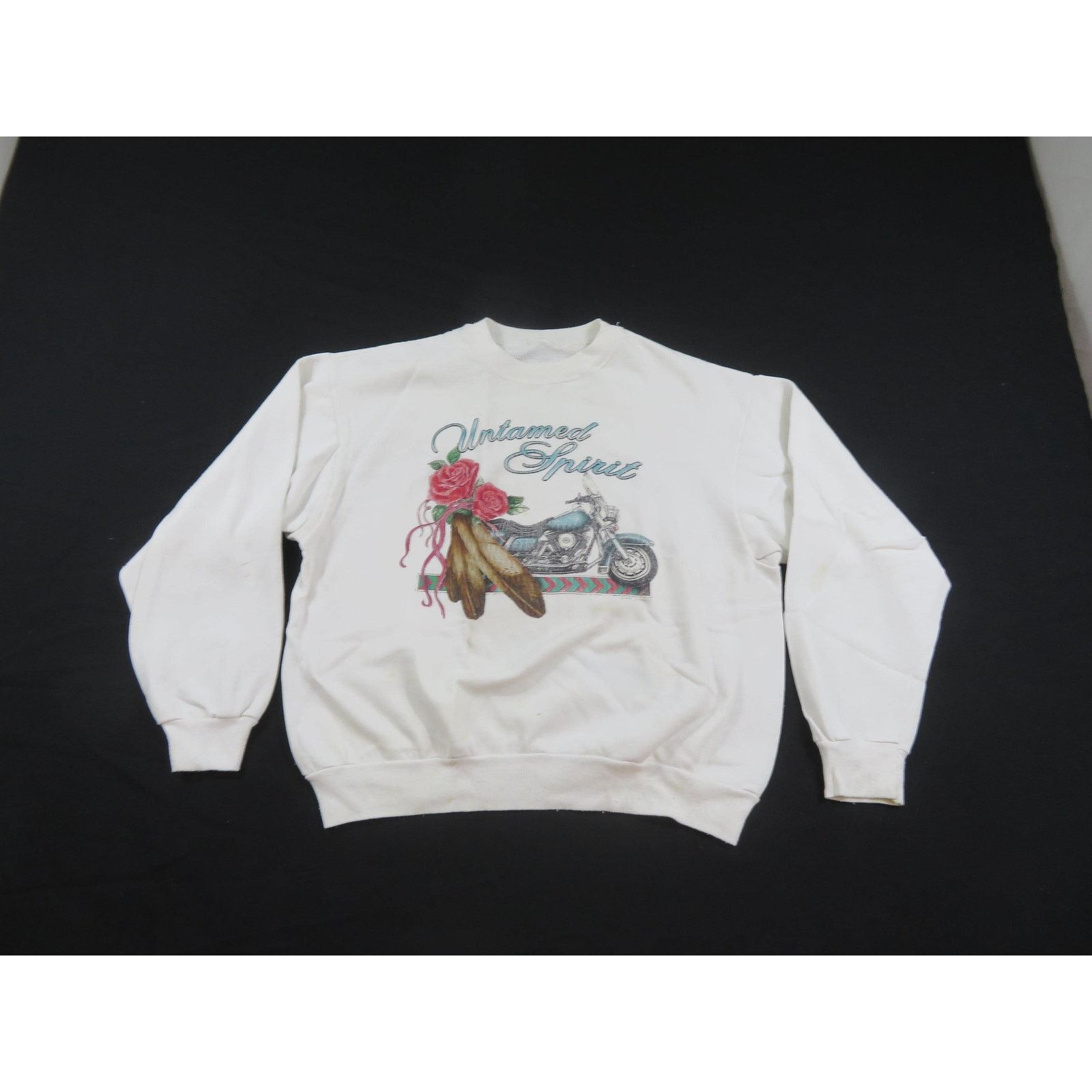 Other Untamed Spirit Motorcycle Sweatshirt, White Womens XL? 1990s Size XL / US 12-14 / IT 48-50 - 1 Thumbnail
