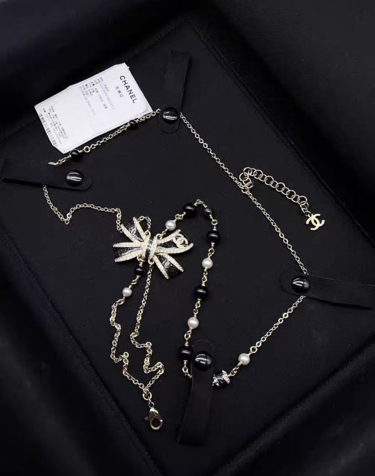 Chanel Chanel 2025 new black bow double-chain necklace J38 Size ONE SIZE - 1 Thumbnail