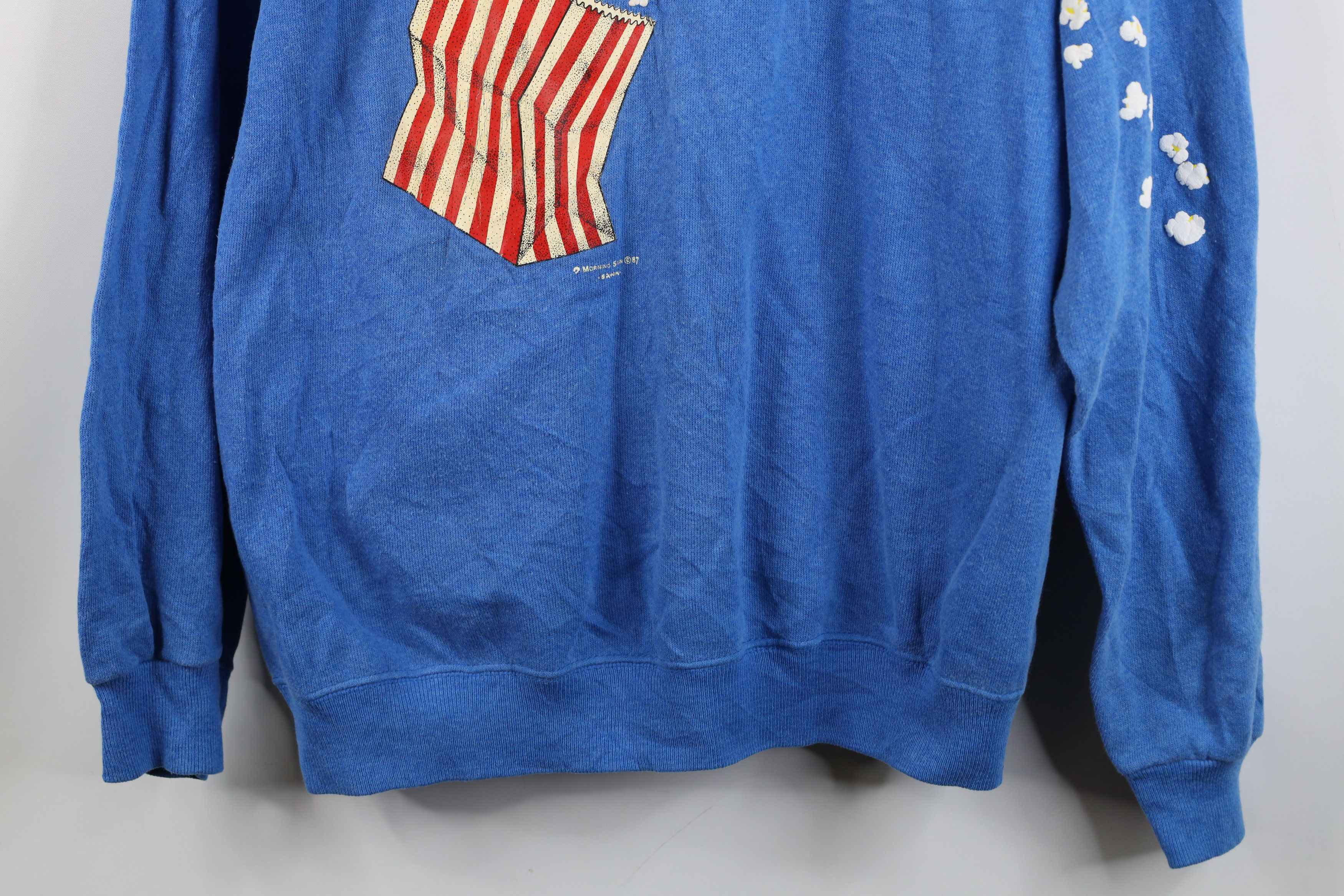 Vintage Vintage 80s Streetwear Popcorn Collared Sweatshirt Blue USA Size L / US 10 / IT 46 - 3 Thumbnail