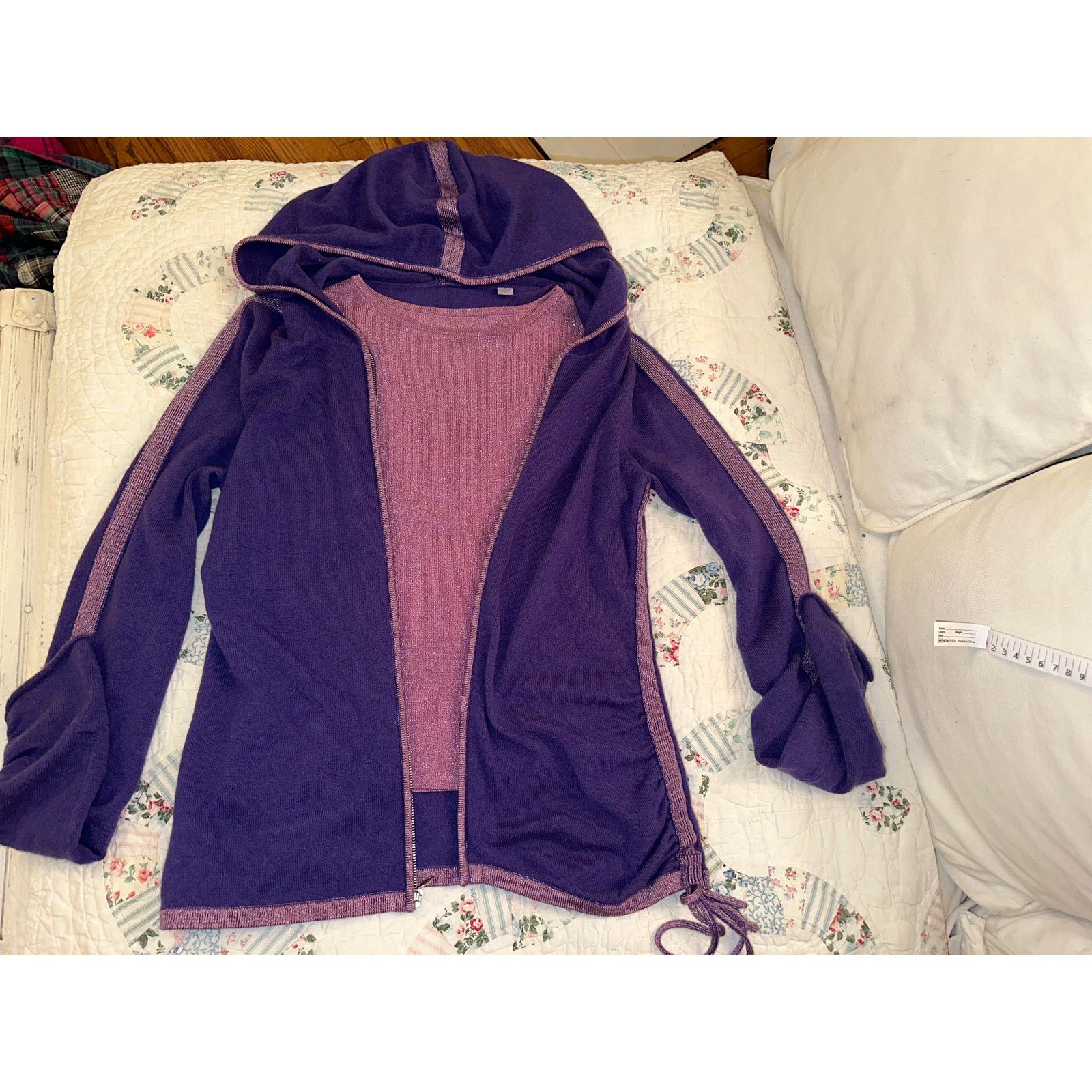 Vintage VINTAGE PURPLE CASHMERE SWEATER SET HOODIE + LAVENDER TANK Size S / US 4 / IT 40 - 7 Thumbnail