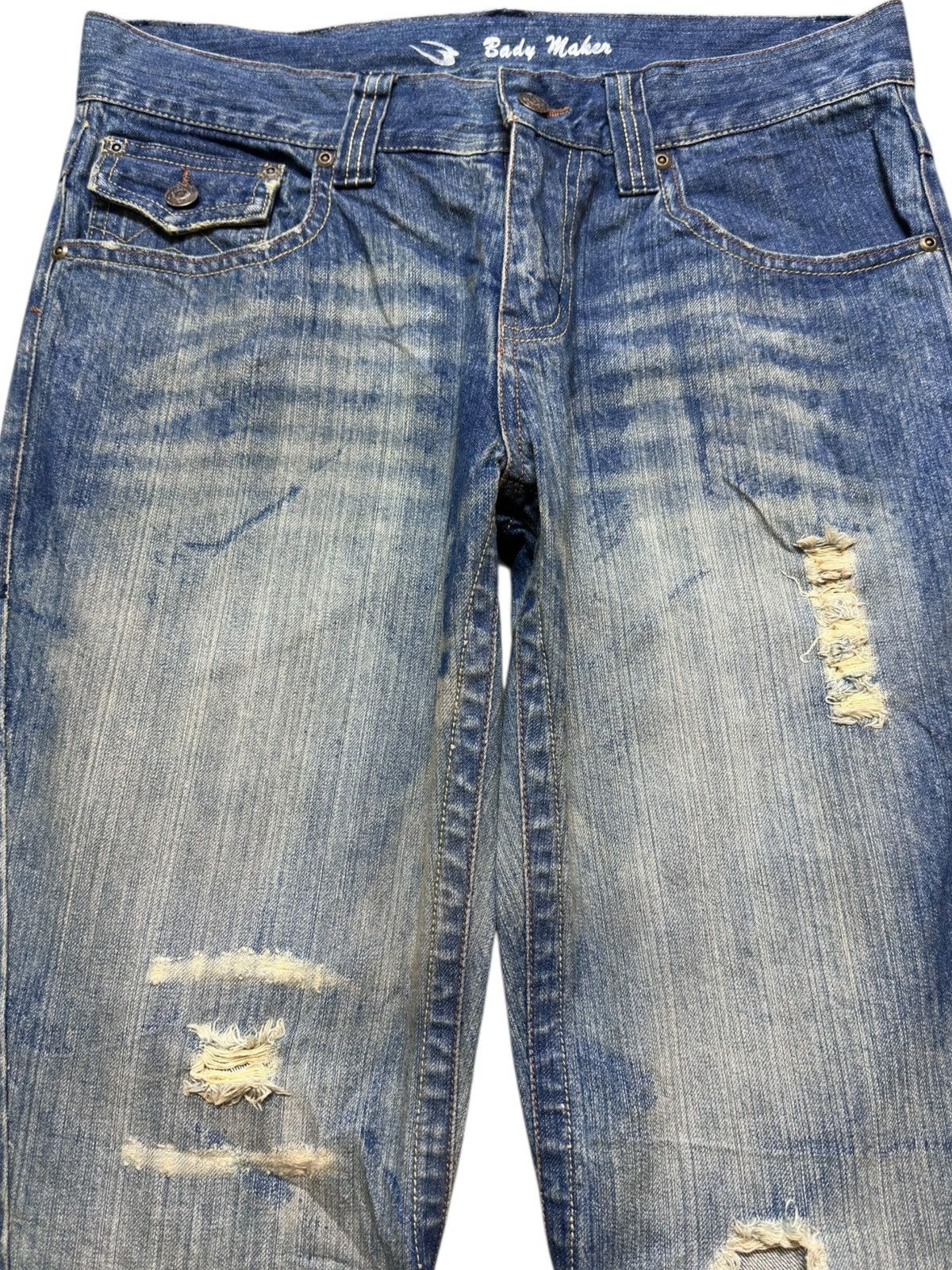 If Six Was Nine Vintage Body Maker Flare Mudwash Grunge Distressed Denim Size US 33 - 2 Thumbnail