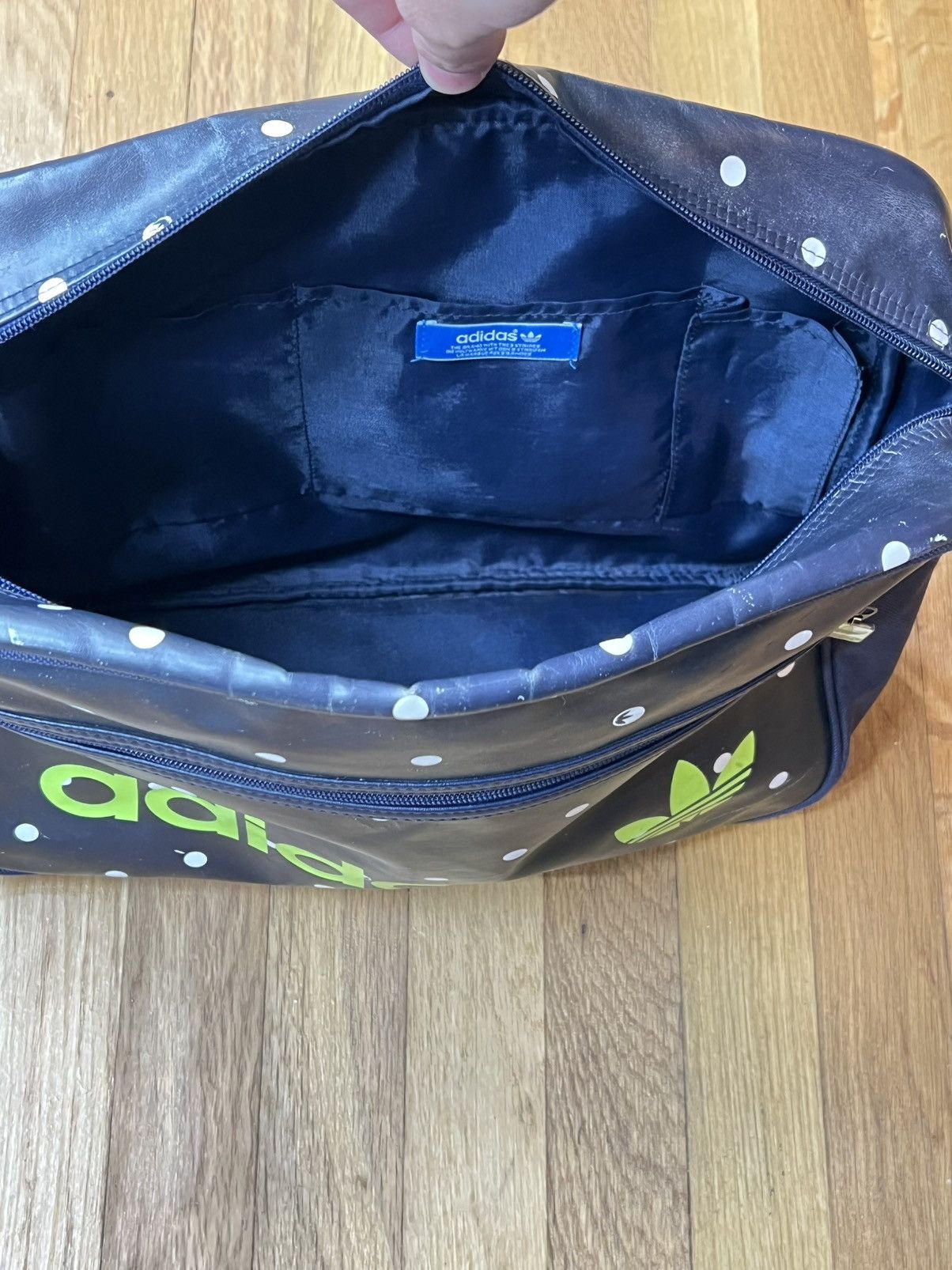 Adidas Adidas Navy Blue Yellow Polka Dot Sample Messenger Bag Size ONE SIZE - 3 Thumbnail