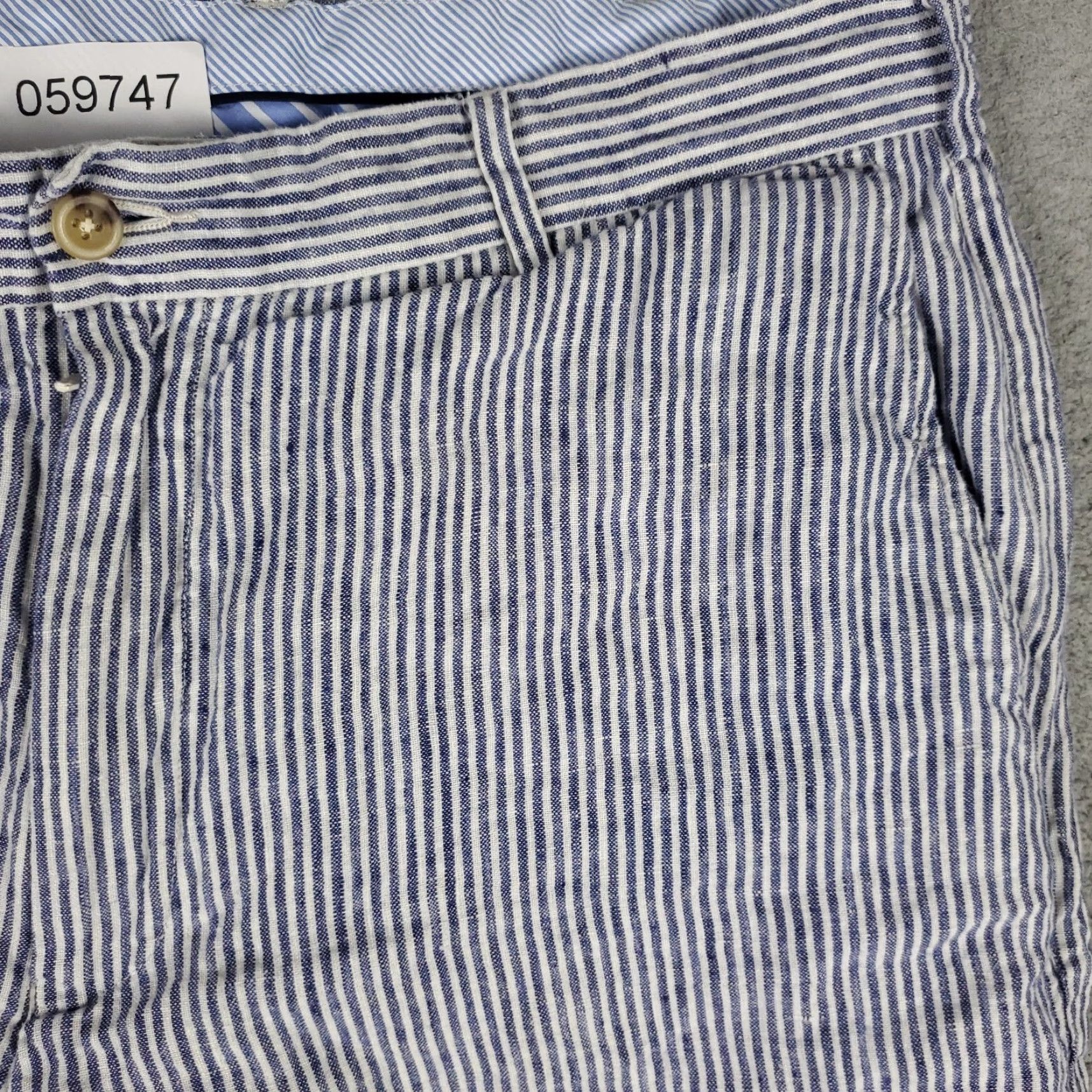 Peter Millar VINTAGE Peter Millar Shorts Men 36 Blue Striped Linen Flat Front Chino Casual Summer Size US 36 / EU 52 - 3 Thumbnail