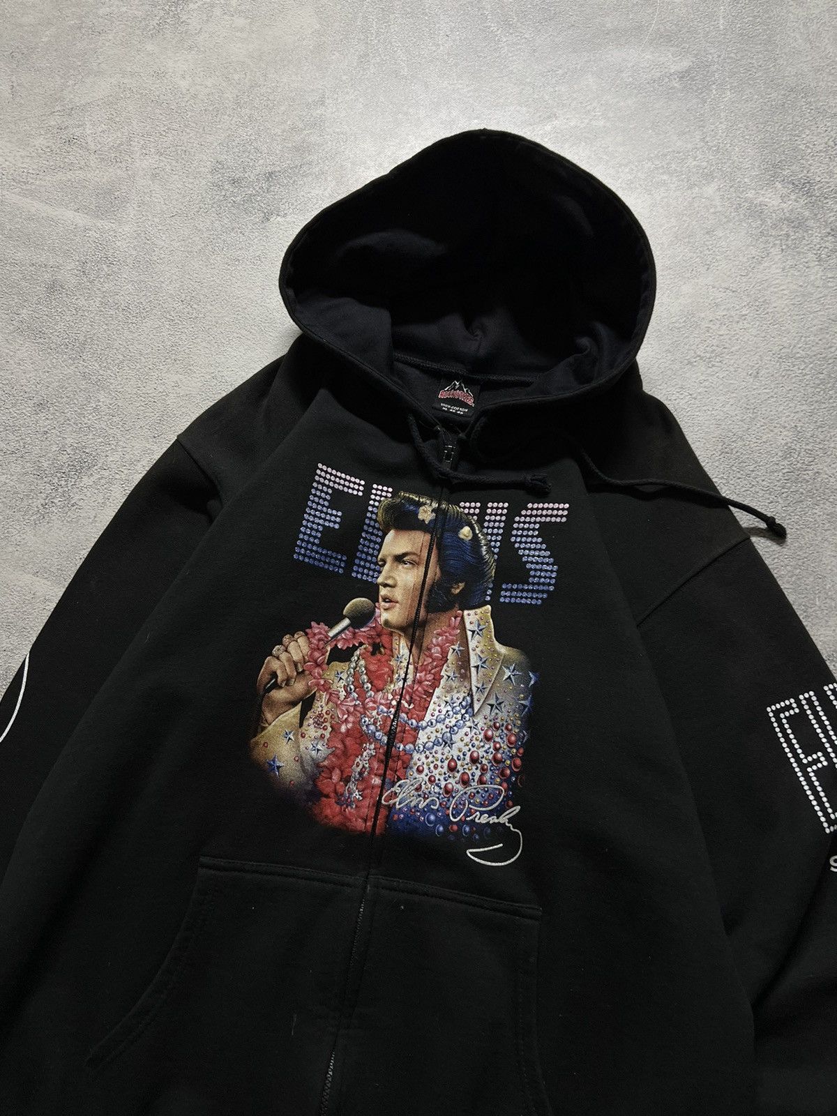 Band Tees × Vintage Vintage Elvis Presley 🖤 Faded All Over Print Zip Hoodie 90’s Size US XL / EU 56 / 4 - 7 Thumbnail