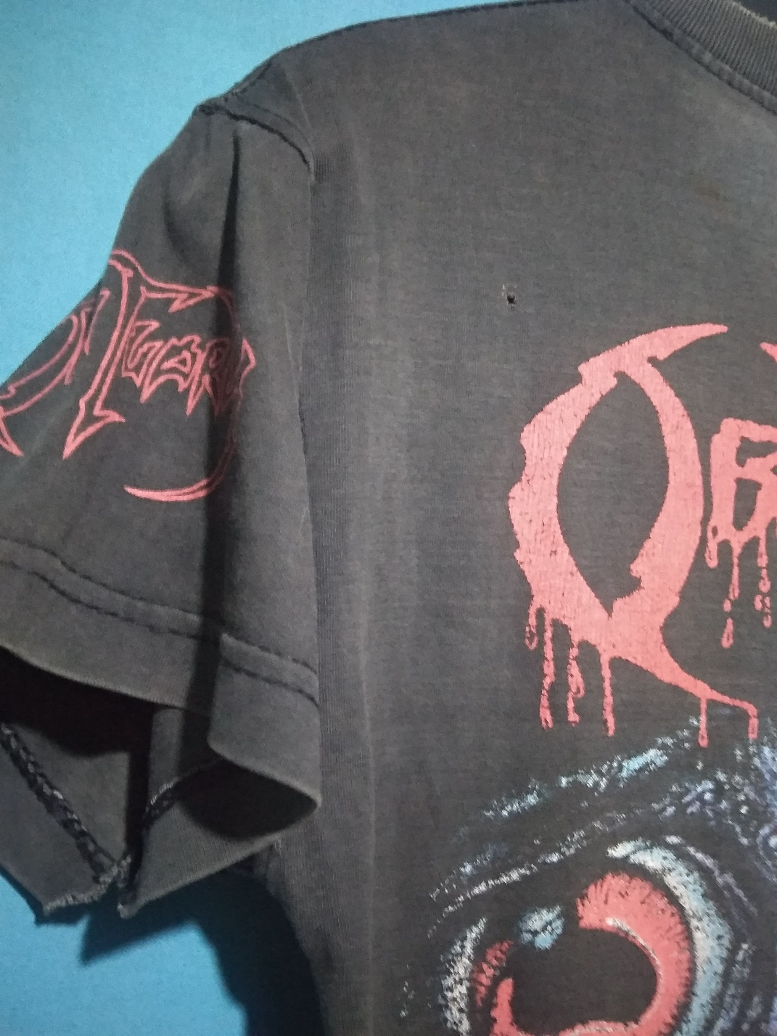 Band Tees Sick Rare Vtg OBITUARY cause of death thrashed faded Size US XS / EU 42 / 0 - 6 Thumbnail