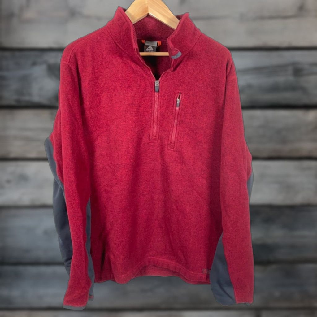 Nike Nike ACG Fleece Pullover Jacket 2XL Red Gray 1/4 Zip Hiking Outdoors Mens Regular Thermal Therma Size US XXL / EU 58 / 5 - 1 Thumbnail