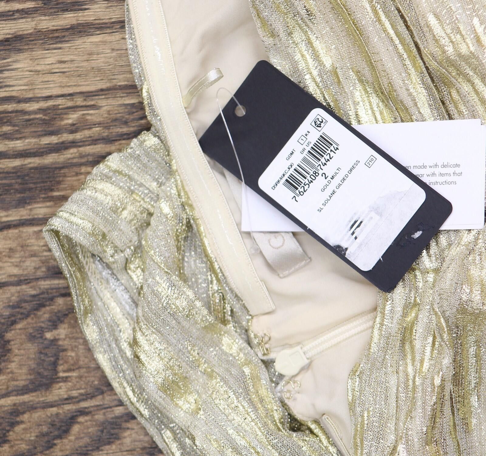 Guess Nwt Guess Womens Solane Metallic Bodycon Dress Gold Multi 2 Size XS / US 0-2 / IT 36-38 - 4 Thumbnail
