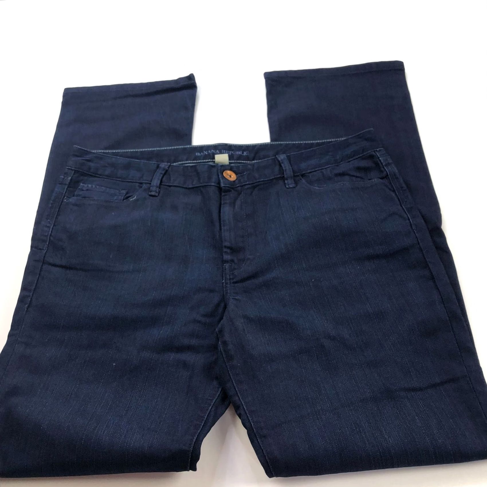Banana Republic Banana Republic Skinny Straight Jeans Mid Rise 33 Denim 36W 34L Blue Women Regular 5-Pocket Belt Loops Distressed No Vintage No Seatback Pocket Size 24" / US 00 / IT 34 - 2 Thumbnail