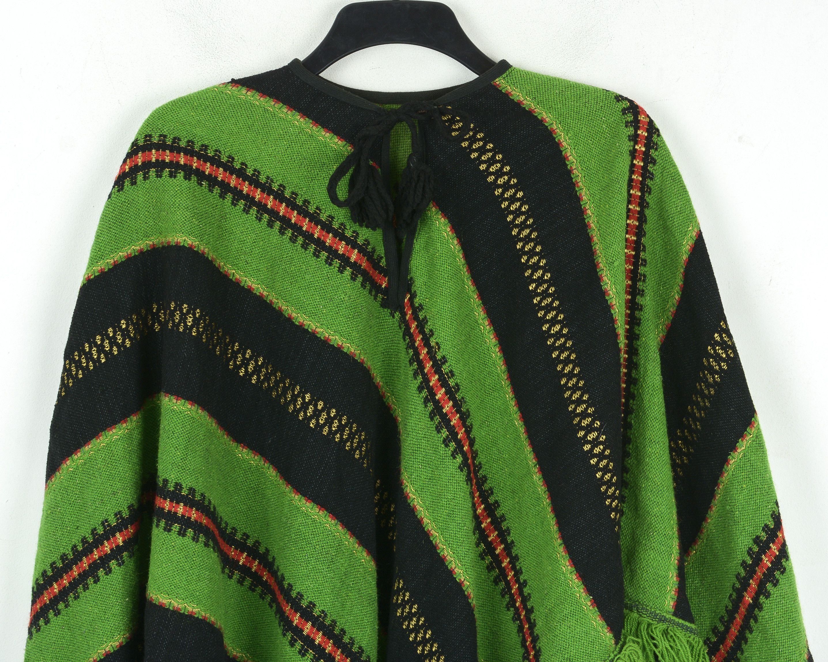 Aztech Mountain × Vintage Wool Knit Aztec Poncho Southwest Sweater Cape Boho Hippie Size ONE SIZE - 9 Thumbnail