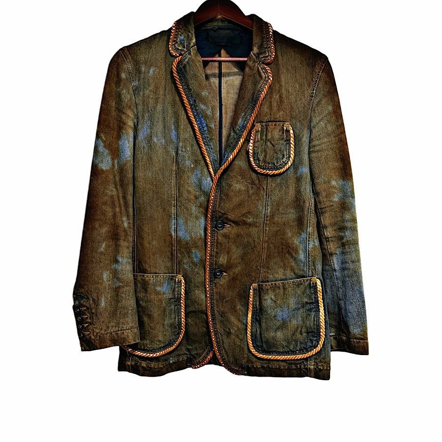 Alexander McQueen Authentic Alexander McQueen 05 FW Mudded Denim Rope Blazer Size 38R - 1 Thumbnail