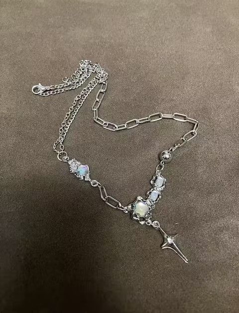 Jewelry Electro Chain Crystal Stone Silver Abstract Star Pop Fantasy Size ONE SIZE - 2 Thumbnail