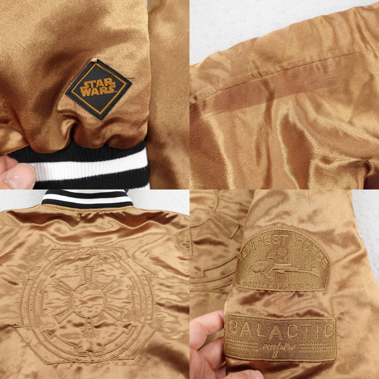 Star Wars Star Wars Jacket Mens Large Gold Endor Scout Trooper Satin Bomber Hooded Coat Size US L / EU 52-54 / 3 - 8 Thumbnail