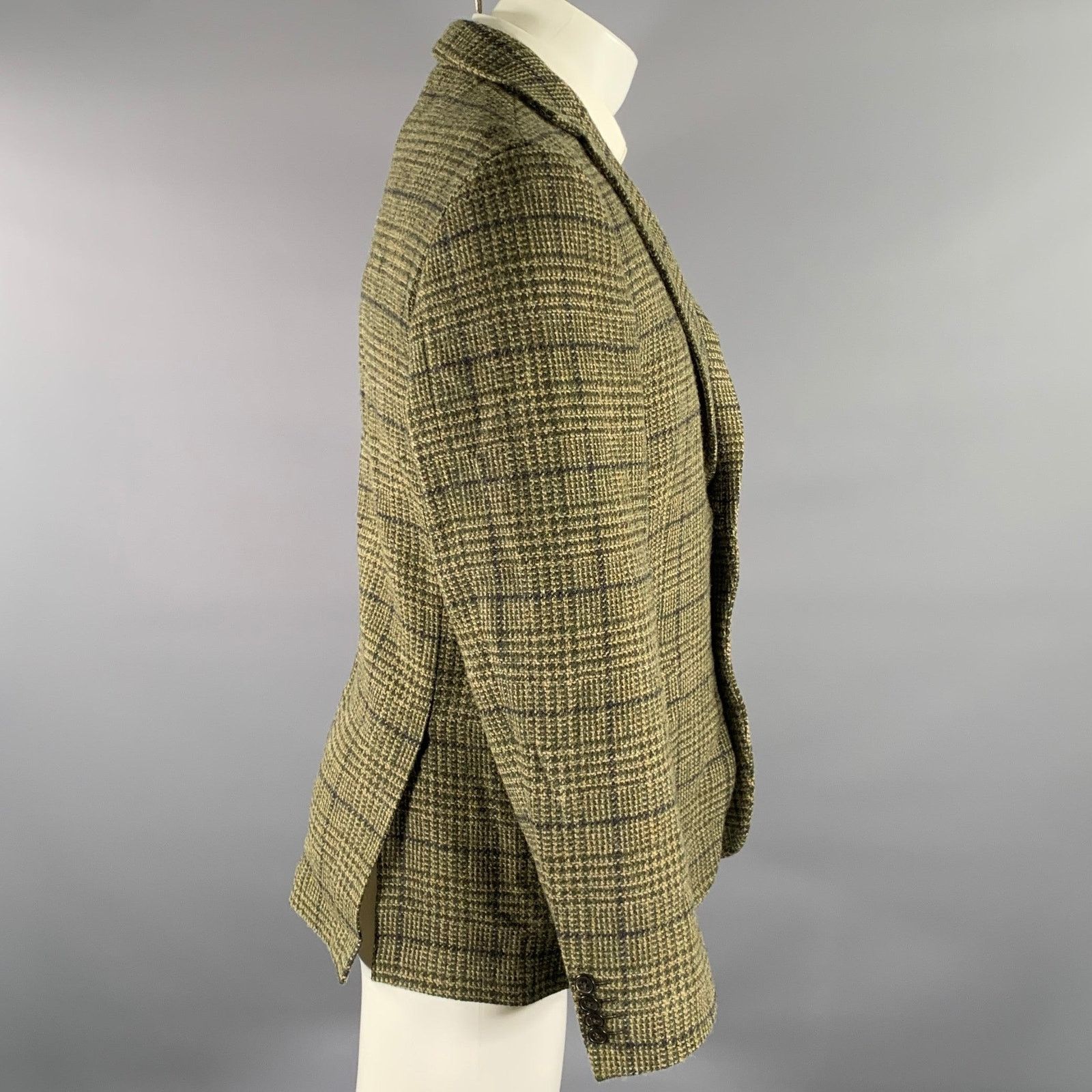 Officine Generale OFFICINE GENERALE 42 Green Tan Tartan Wool Sport Coat Size 42R - 3 Thumbnail