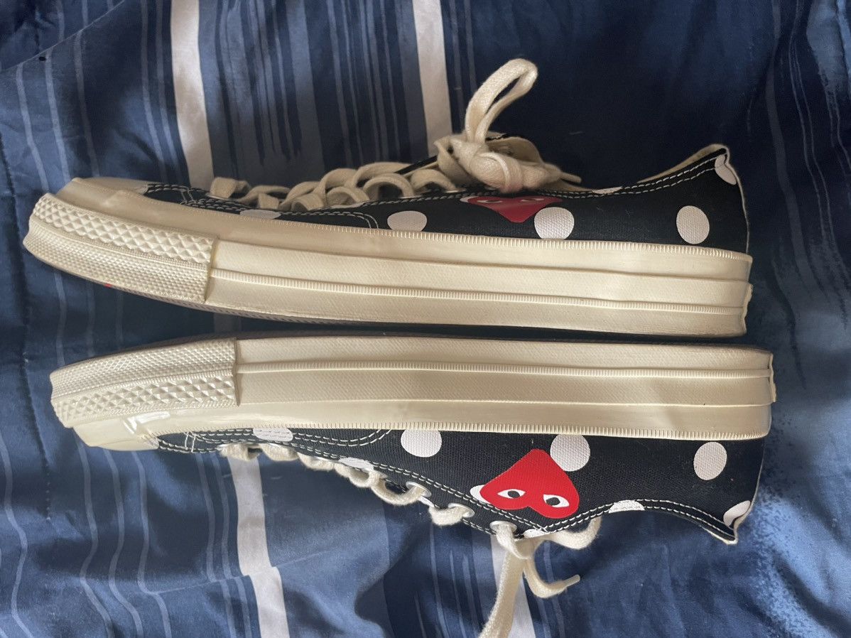 Comme des Garcons Polka Dot Black CDG Low Top Converse Size US 10 / EU 43 - 4 Thumbnail