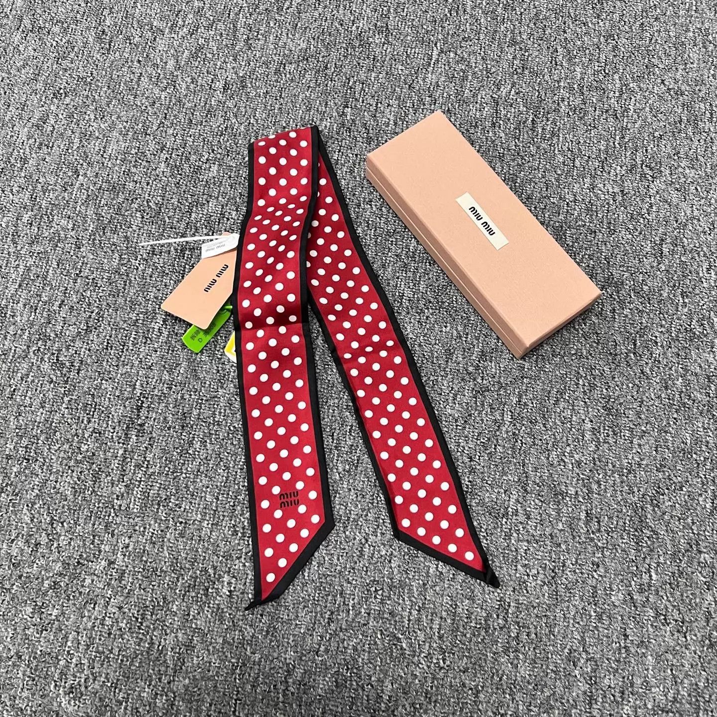 Miu Miu MIU MIU Polka Dot Logo Twilly Scarf New w/Tags Size ONE SIZE - 1 Thumbnail