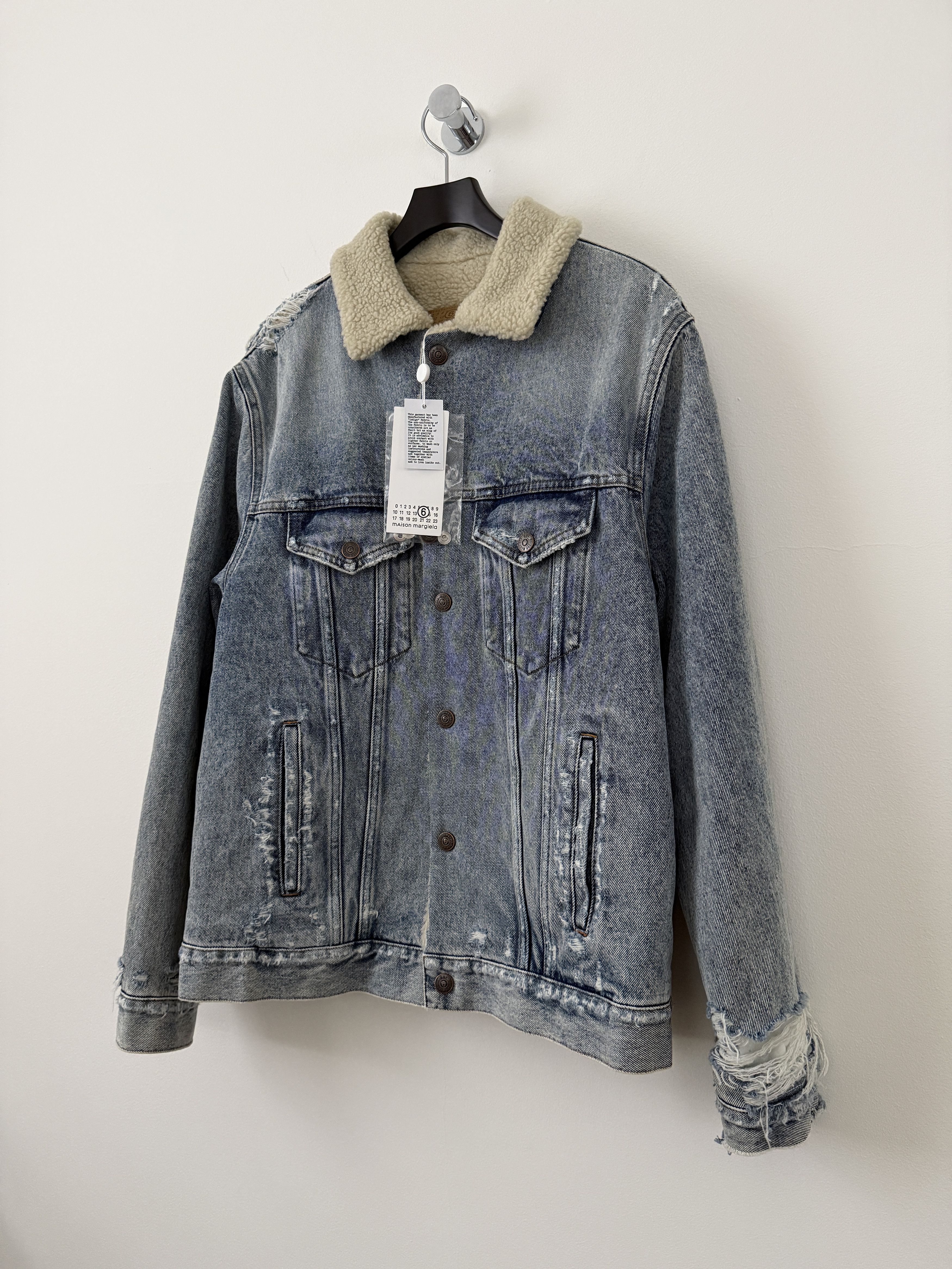 MM6 Distressed Denim Shearling Jacket Size US S / EU 44-46 / 1 - 4 Thumbnail
