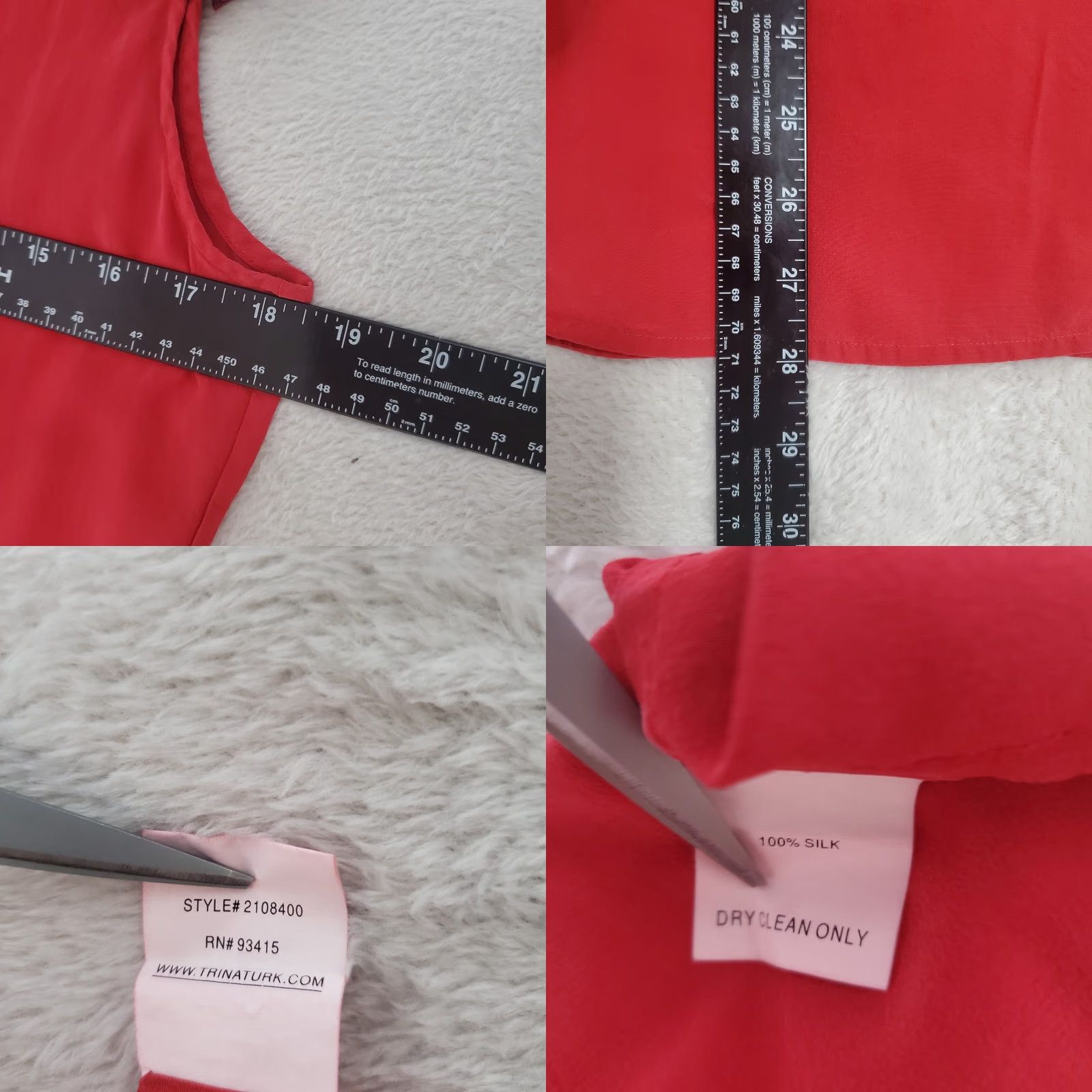 Trina Turk VINTAGE Trina Turk Blouse Shirt Women 8 Red Sleeveless Silk Ruffle Shoulder Tunic Size M / US 6-8 / IT 42-44 - 8 Thumbnail