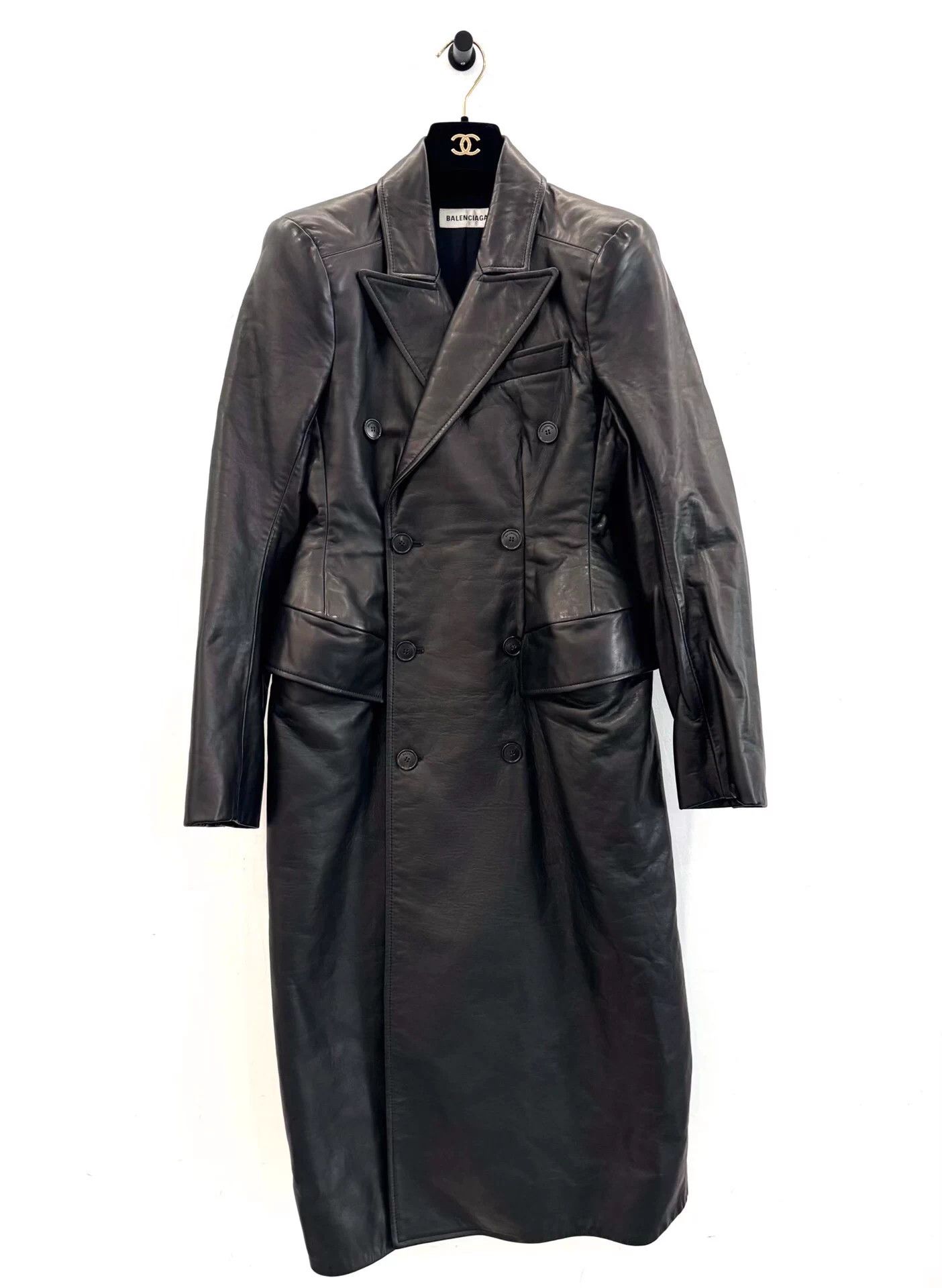 Balenciaga Balenciaga Black Double-Breasted Leather Moto Coat 38 Size XS / US 0-2 / IT 36-38 - 1 Thumbnail