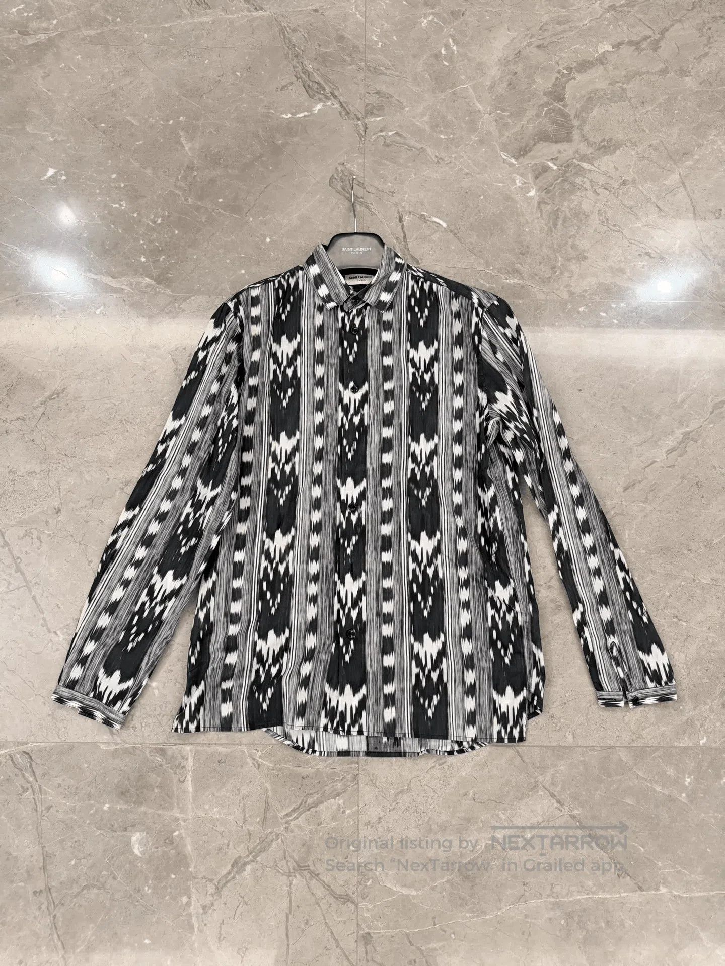 Saint Laurent Ethnic Pattern Black and White Shirt.