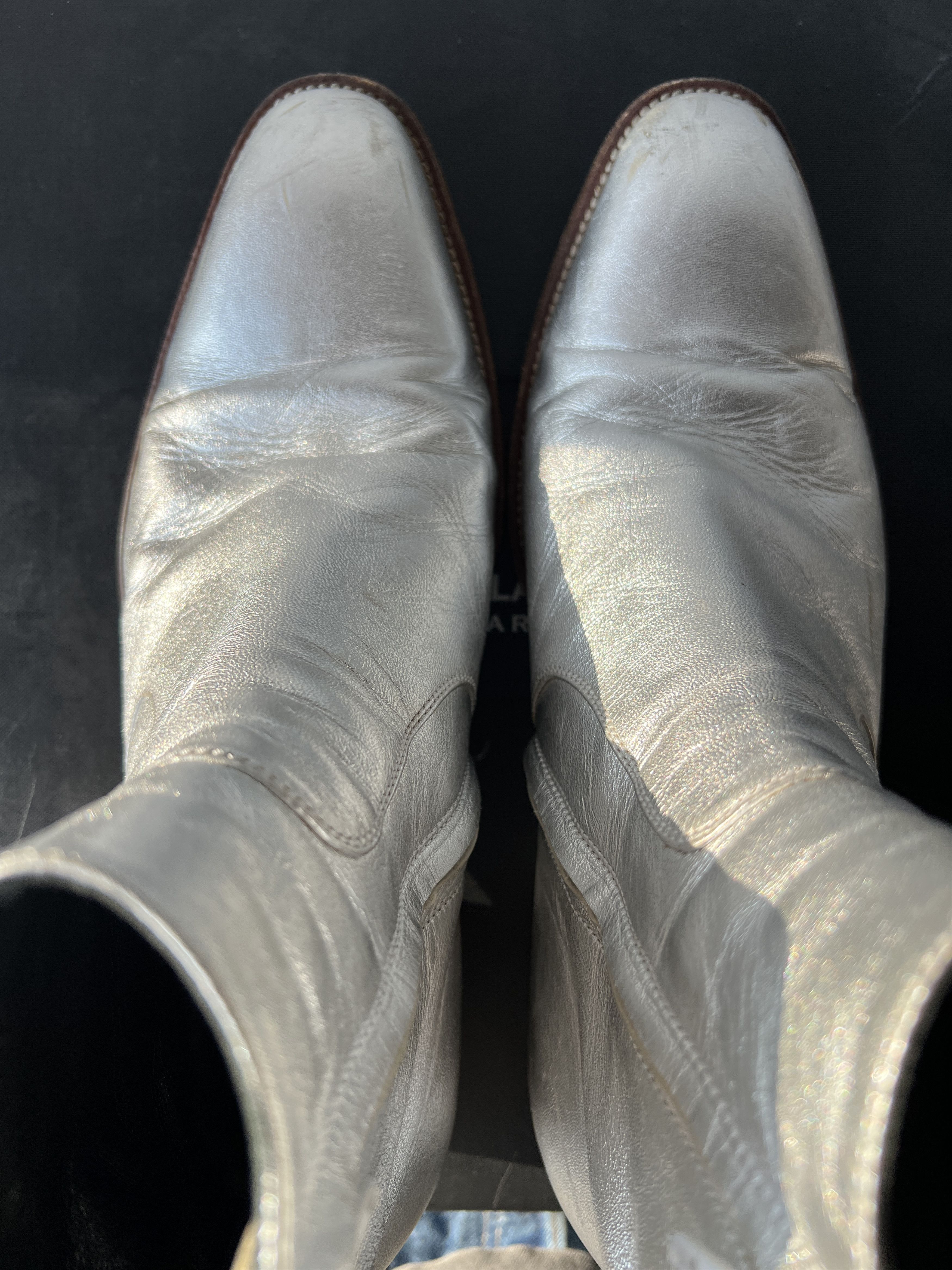 Hedi Slimane × Saint Laurent Paris SAINT LAURENT ORIGINAL WYATT METALLIC SILVER BOOT 42 Size US 9 / EU 42 - 8 Thumbnail