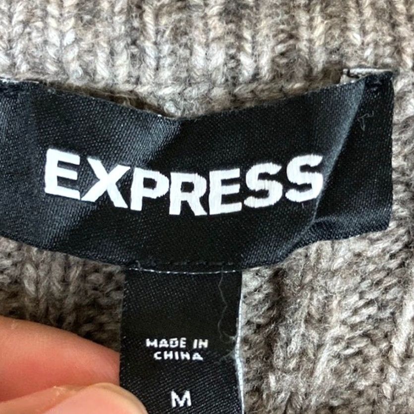 Express Express Sweater Mens Crew Neck Brown Tweed Cable Knit Long Sleeve Medium Size US M / EU 48-50 / 2 - 6 Thumbnail