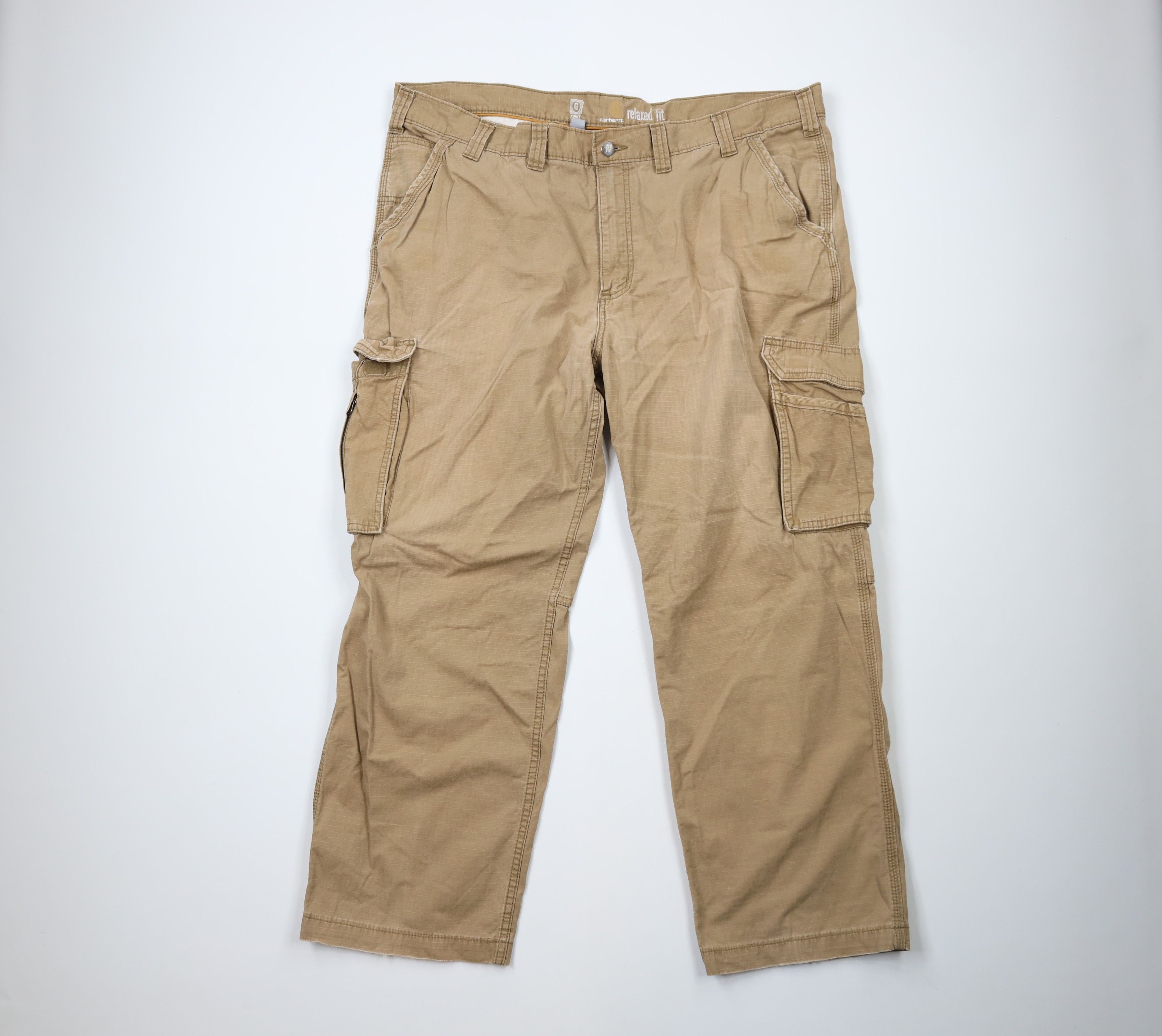 Carhartt × Vintage Vintage Carhartt Fit Ripstop Wide Leg Cargo Pants Beige Size 44 - 1 Thumbnail