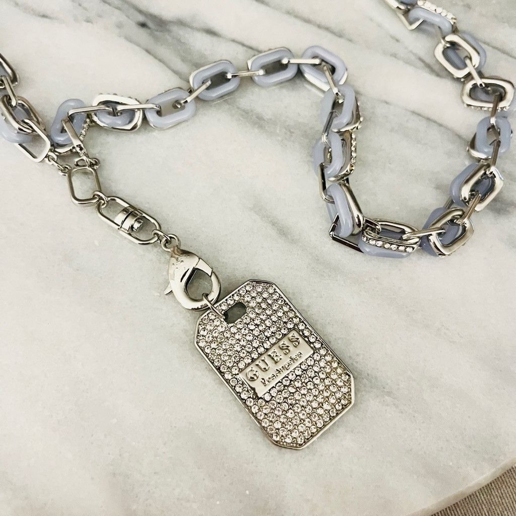 Guess Guess Dog Tax Necklace Silver Blue Chain Y2K Style Size ONE SIZE - 2 Thumbnail