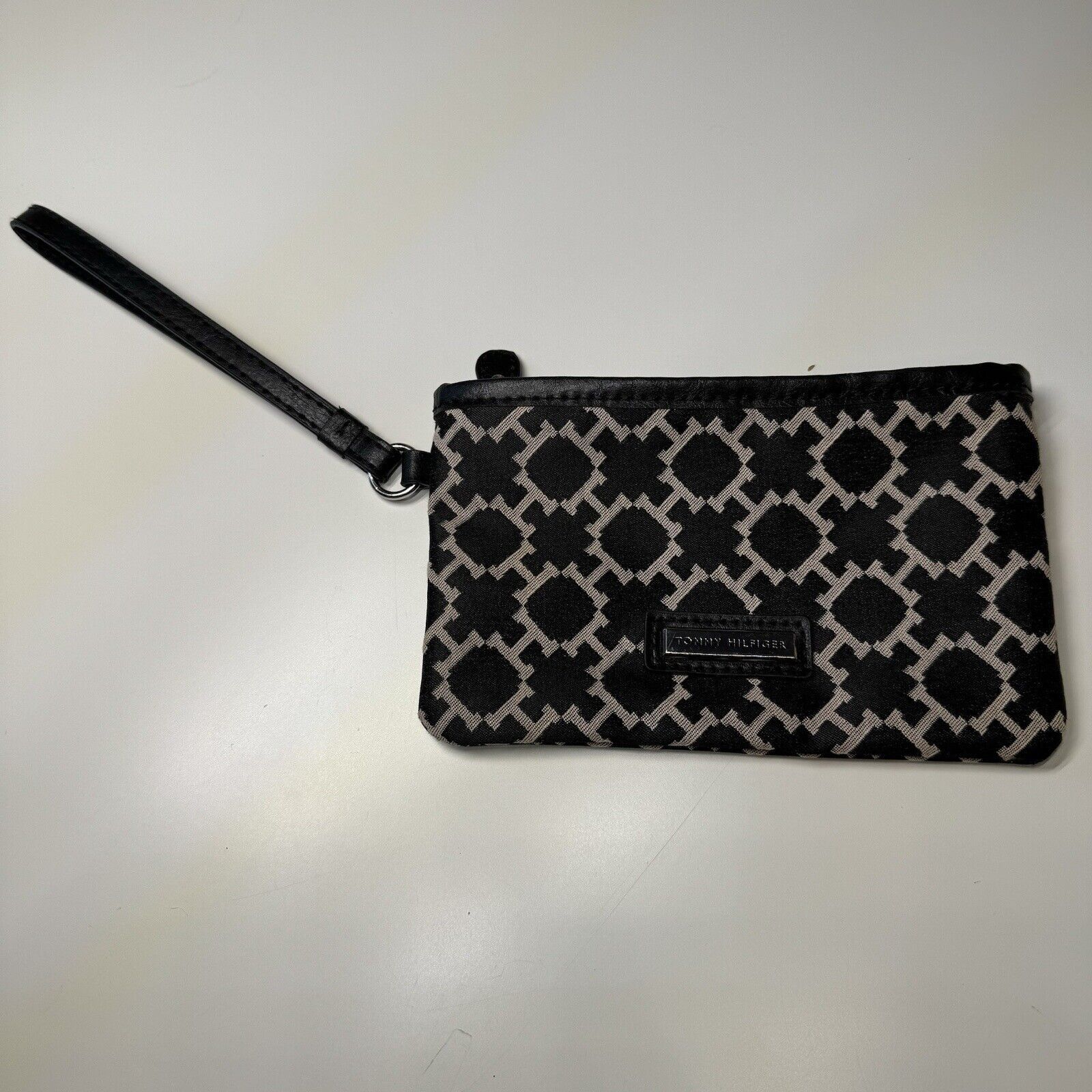 Tommy Hilfiger Wristlet Clutch Handbag Black Brown, Women's