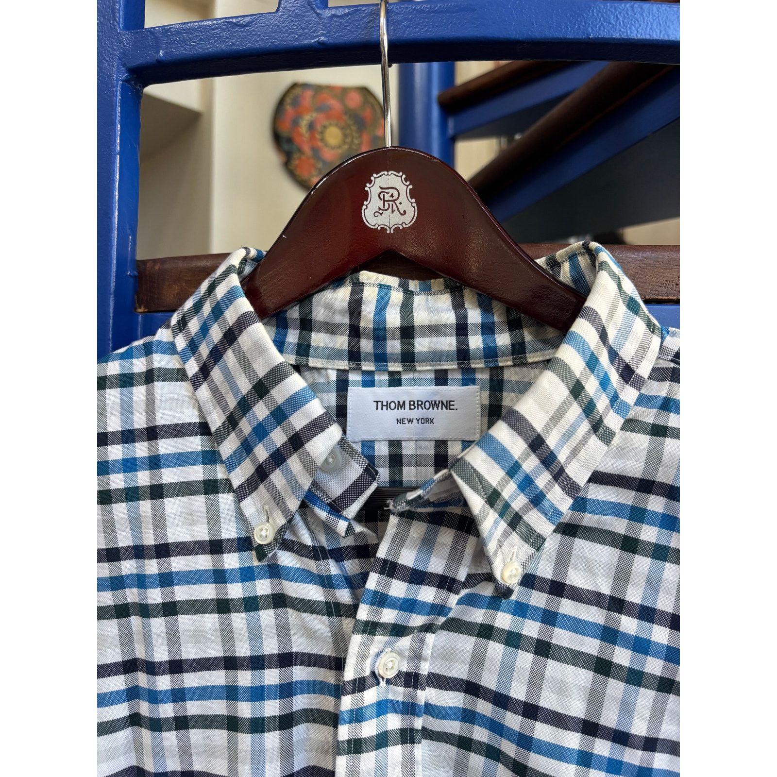 Thom Browne Thom Browne Blue Plaid Button-Up Shirt Size 5 XXL Size US XXL / EU 58 / 5 - 2 Thumbnail