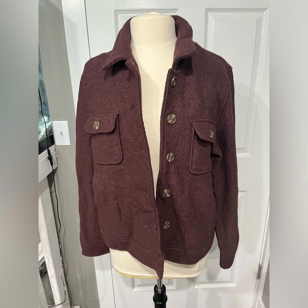 Kim Jones JOIE Wool Blend Button Front Boxy Dark Purple Cardigan Size L / US 10 / IT 46 - 1 Thumbnail