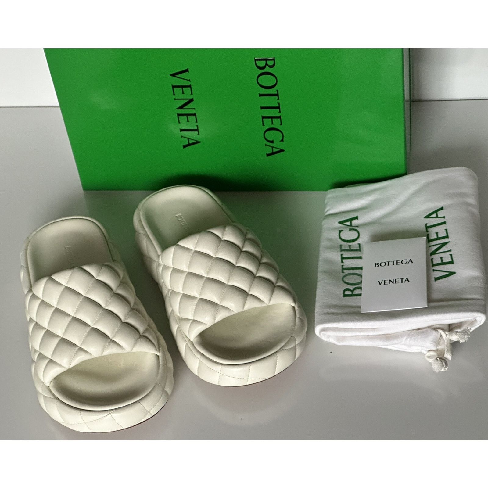 Bottega Veneta Bottega Veneta White Quilted Leather Sandals 10 US 708885 IT Size US 10 / IT 40 - 11 Thumbnail