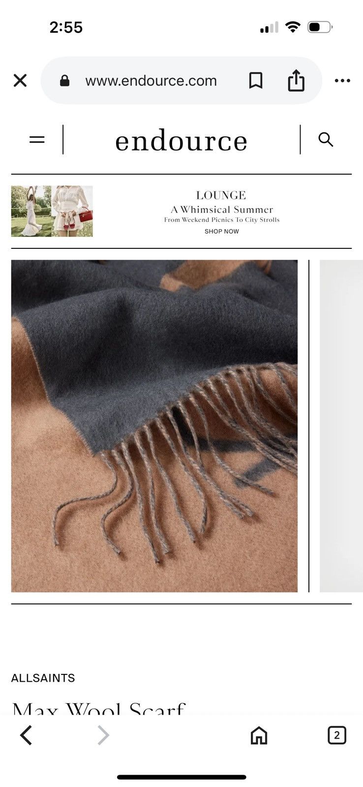 Allsaints Reversible Wool Logo Blanket Scarf Size ONE SIZE - 3 Thumbnail