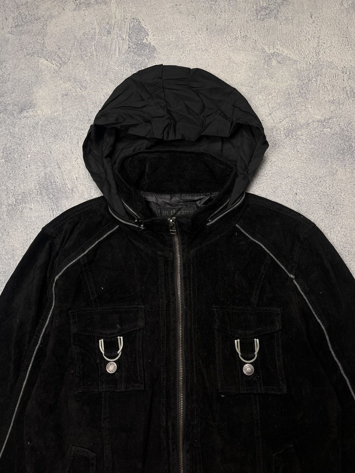 In The Attic In The Attic Suede Jacket Hidden Hooded Size US L / EU 52-54 / 3 - 8 Thumbnail