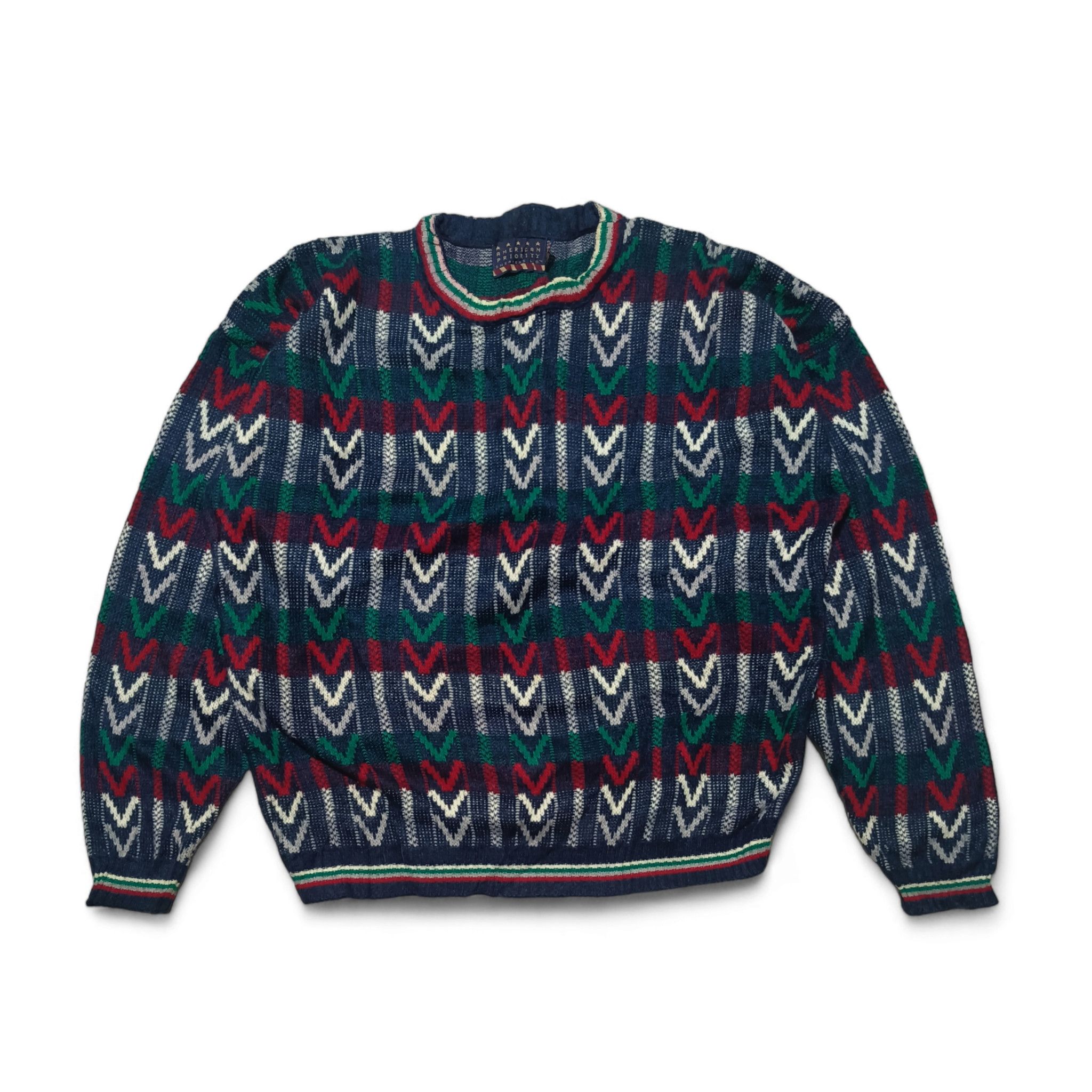 Other Vintage 80s AMERICAN PRIORITY Ethnic Striped Knit Sweater Size US XL / EU 56 / 4 - 1 Thumbnail