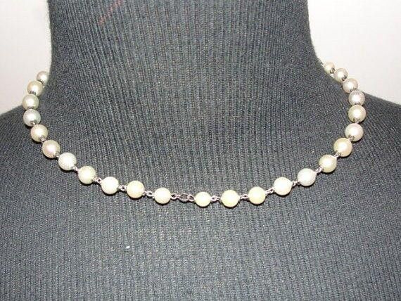 Handmade Sterling Silver Cultured Pearl Bead Necklace Size ONE SIZE - 2 Thumbnail