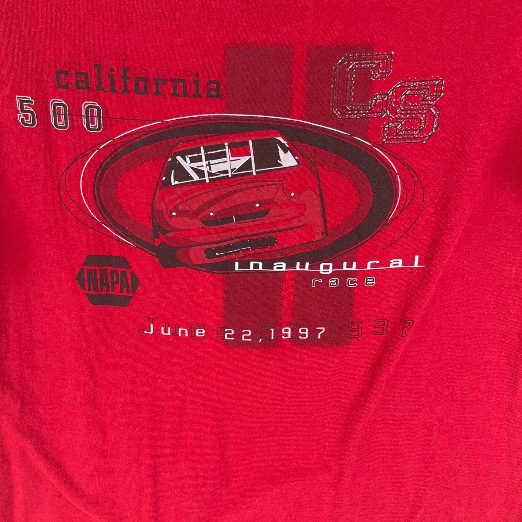 NASCAR VINTAGE NASCAR Tee California 500 Inaugural Race 1997 Adult XL Red Graphic Tee Men Size US XL / EU 56 / 4 - 2 Thumbnail
