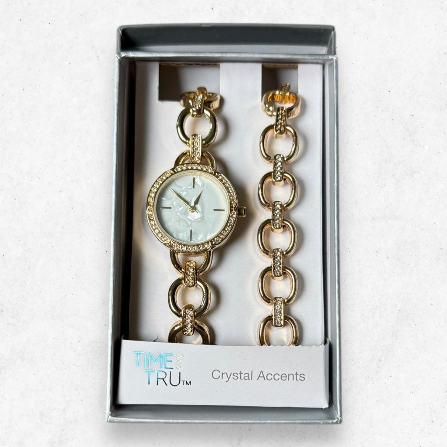 Other Time & Tru Crystal Accents Gold & Matching Bracelet Size ONE SIZE - 3 Thumbnail