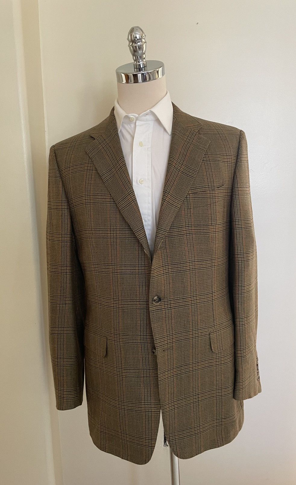 Alfred Dunhill Check Print Cashmere Jacket Size 42L - 1 Thumbnail