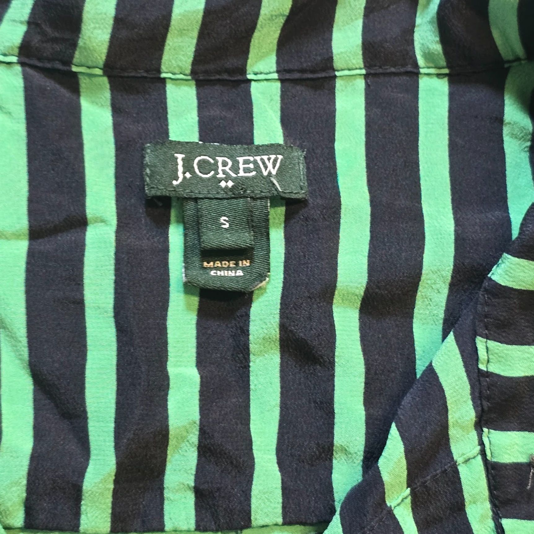J.Crew J.CREW Blouse Shirt Womens Size S Green Black Silk Stripe 1/4 Button Casual Career Shirt Women Size S / US 4 / IT 40 - 3 Thumbnail