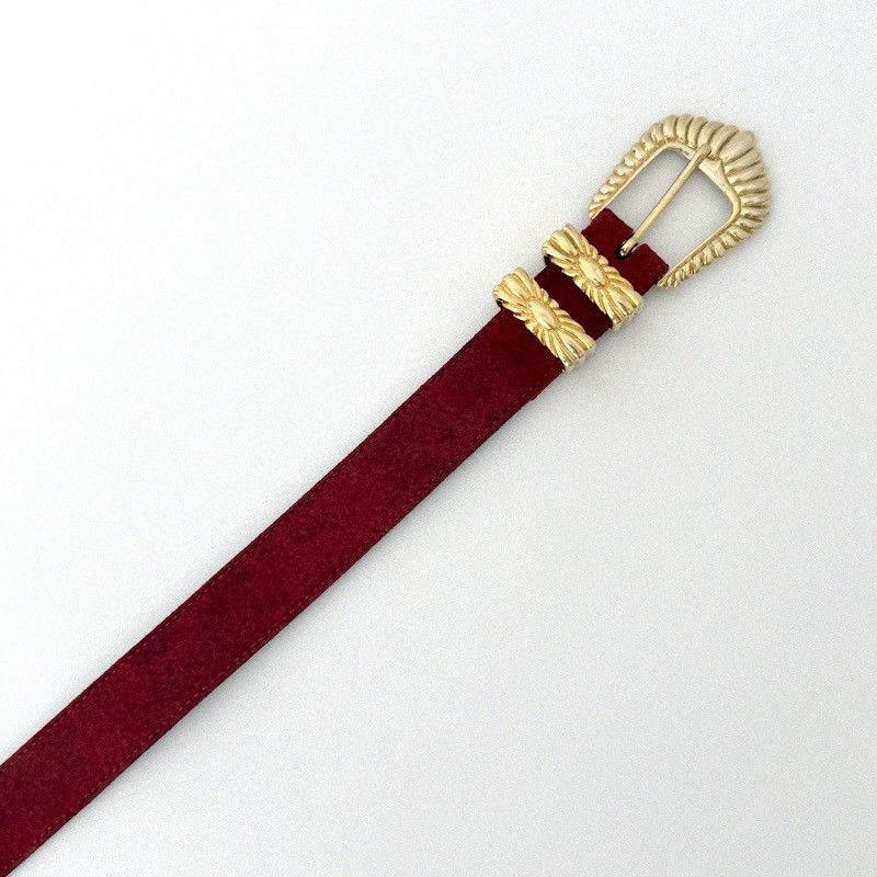 Balenciaga Balenciaga Red Suede Leather Belt Gold Buckle Size ONE SIZE - 7 Thumbnail