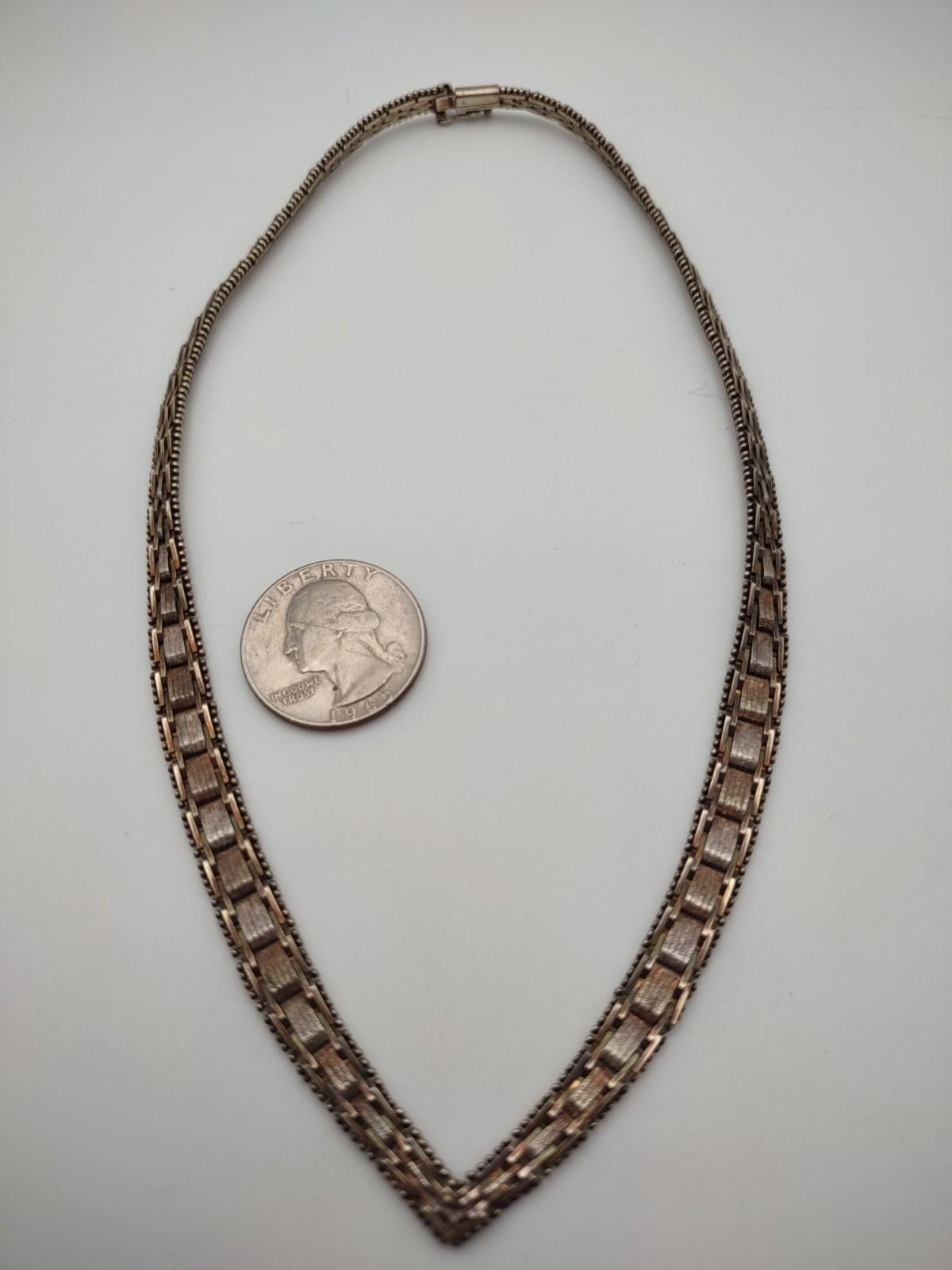 The Unbranded Brand Vintage Italian Riccio Chevron 925 Necklace 16" Size ONE SIZE - 4 Thumbnail