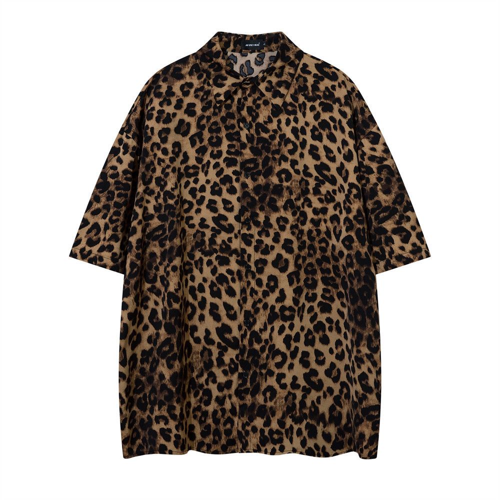 Japanese Brand × Vintage Men's casual American loose button leopard shirt Size US L / EU 52-54 / 3 - 1 Thumbnail