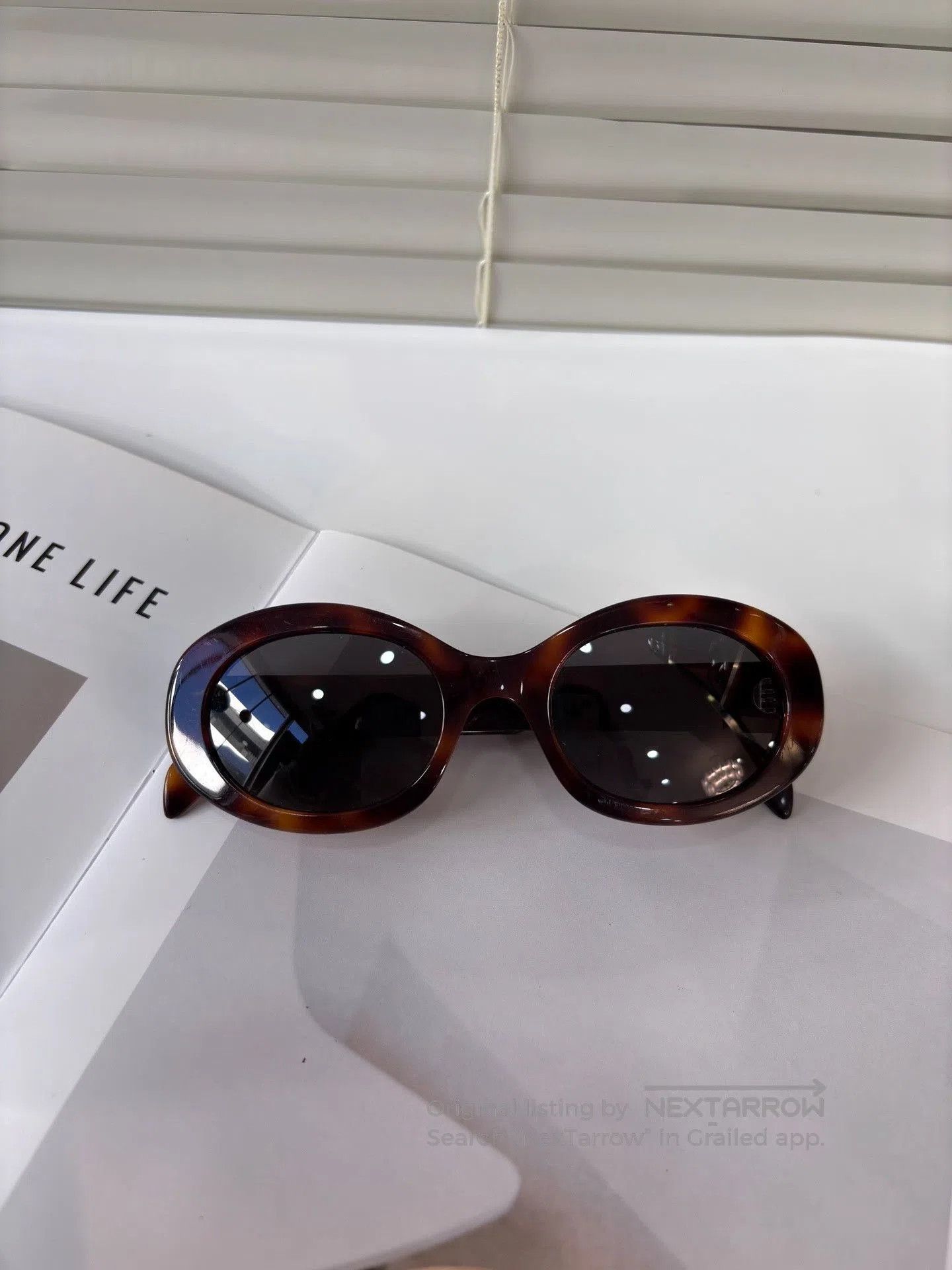 Celine Celine Tortoiseshell Triomphe Sunglasses. Size ONE SIZE - 6 Thumbnail