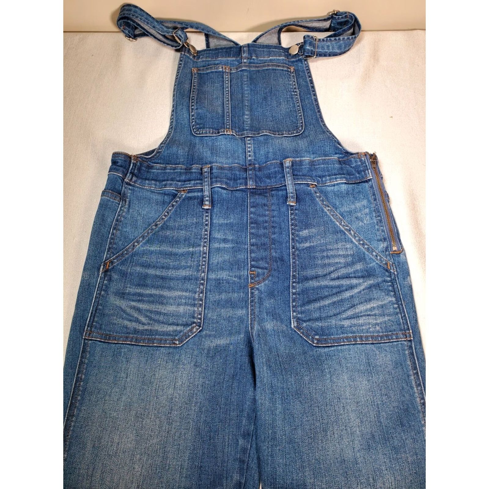 Madewell Madewell Skinny Womens L Blue Denim Bib Overalls Kemp Wash Raw Hem Women Size Size 36" / US 14 / IT 50 - 5 Thumbnail