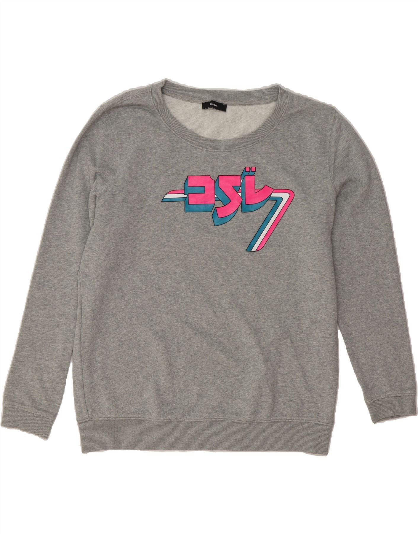 Diesel Mens Graphic Sweatshirt Jumper XL Grey Cotton Size US XL / EU 56 / 4 - 1 Thumbnail