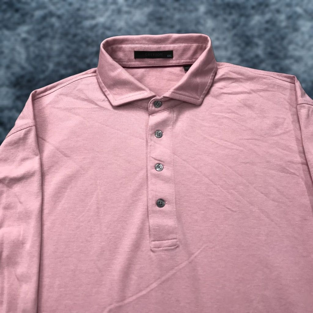 Vintage Greyson Polo Shirt Mens 2XL Pink Cotton Blend Long Sleeve Golf Preppy Logo 2000s Mens Polo Size US XXL / EU 58 / 5 - 1 Thumbnail